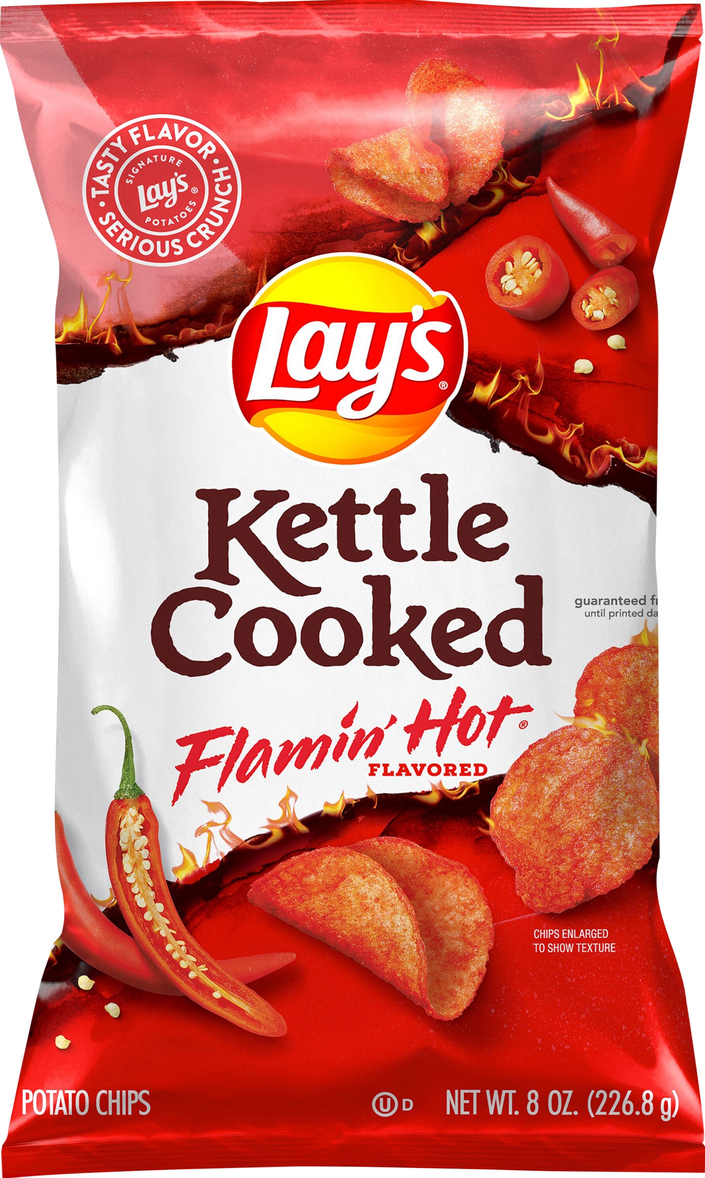 Lay's Kettle Cooked Potato Chips Flamin' Hot Flavored 8 Oz