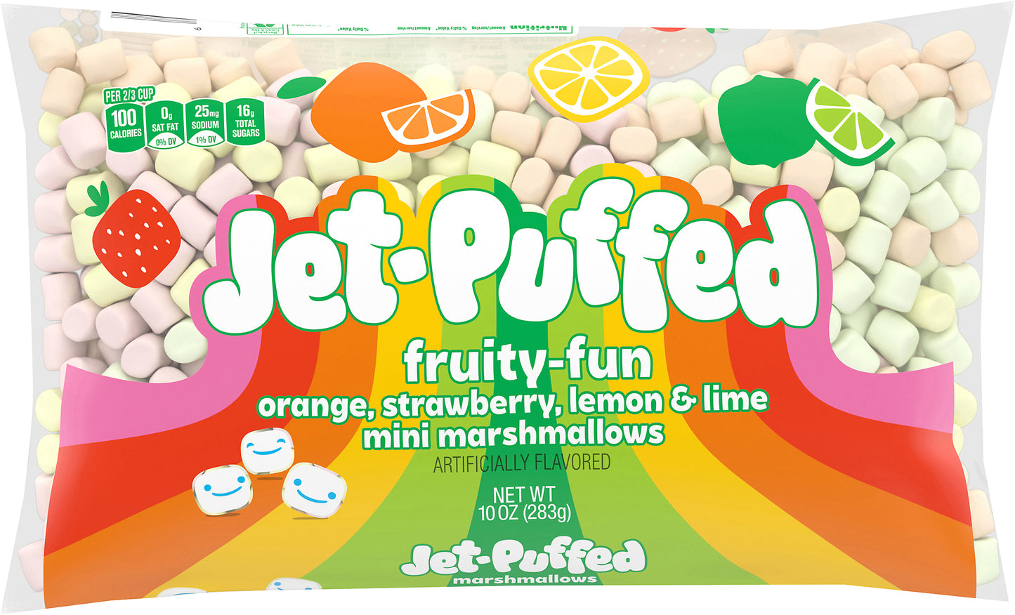 Jet-Puffed Fruity-Fun Orange, Strawberry, Lemon & Lime Mini Marshmallows, 10 oz Bag