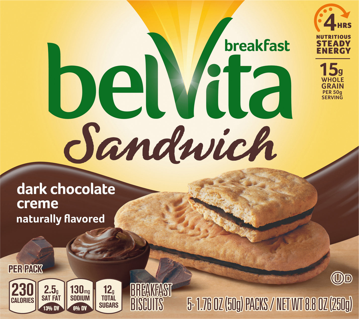 BELVITA CARTON - BELVITA - SNDWCH DARK CHOC - 8.8Z - 044000043285 BE Update 8.8 OZ English