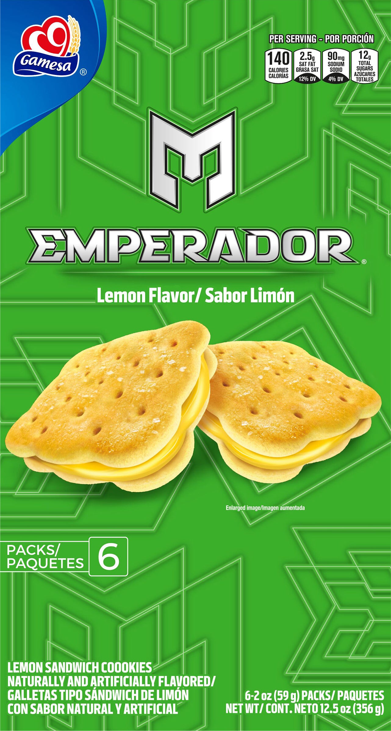 Gamesa Emperador Sandwich Cookies Lime Artificially Flavored 2 Oz 6 Count
