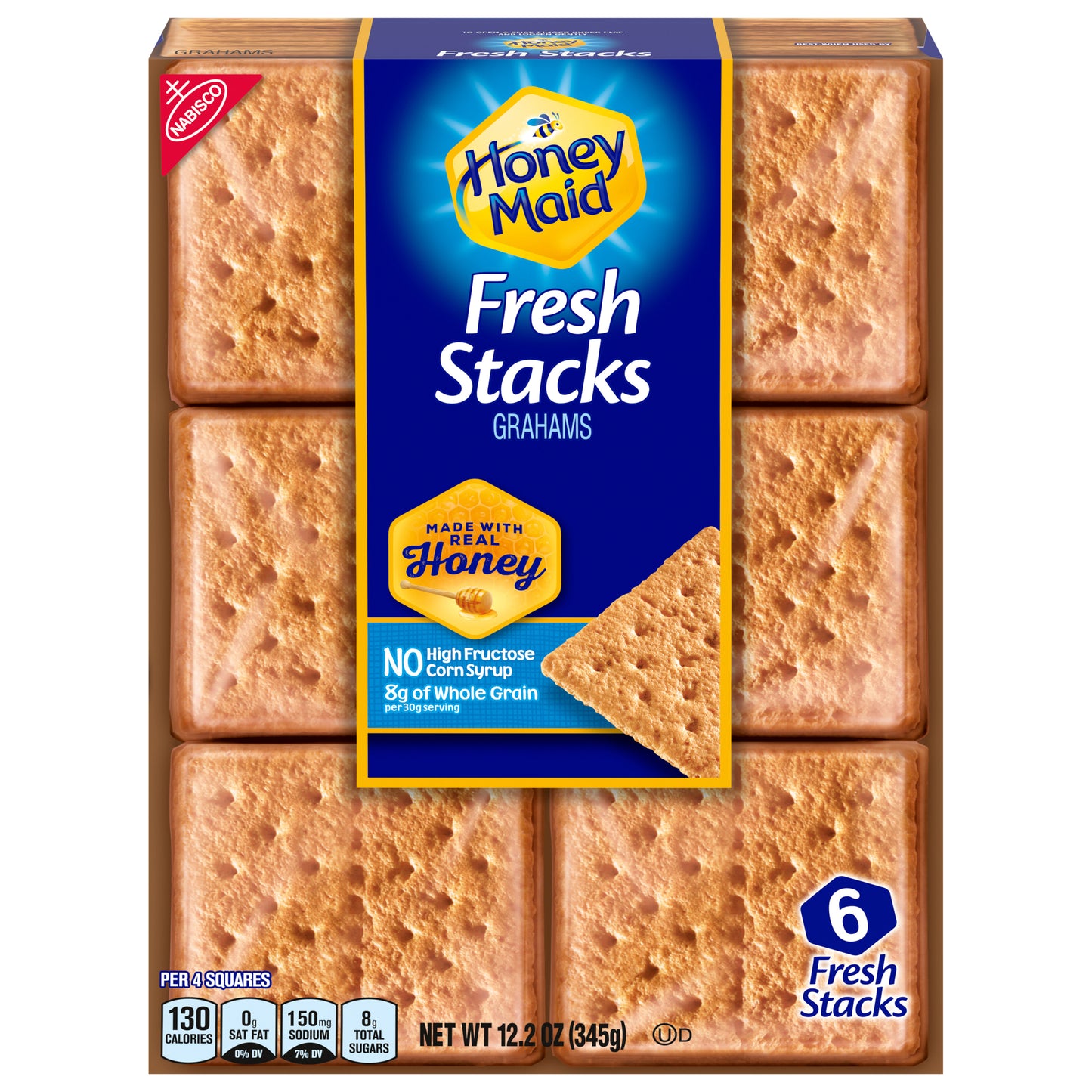 HONEY MAID CARTON - HMAID - FRESH STACKS - 12.2Z - 044000026820 Hubble Grahams 12.2oz English