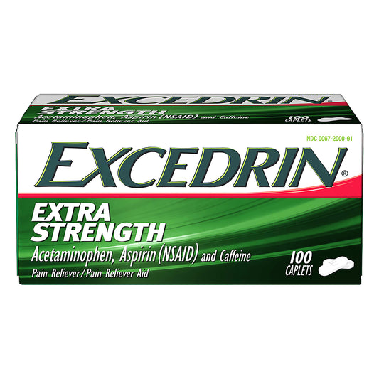 Excedrin Extra Strength Pain Relief Caplets for Headache Relief, 100 count