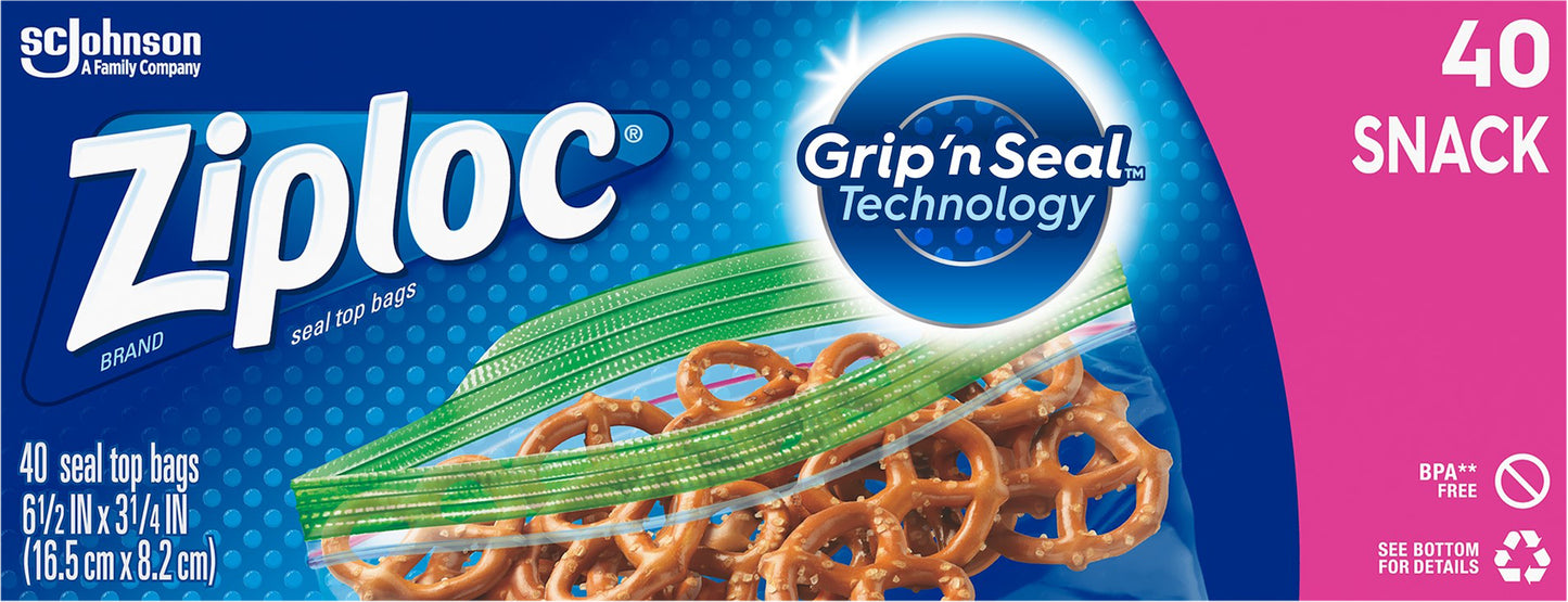 Ziploc Snack Seal Top Bags 40 ea