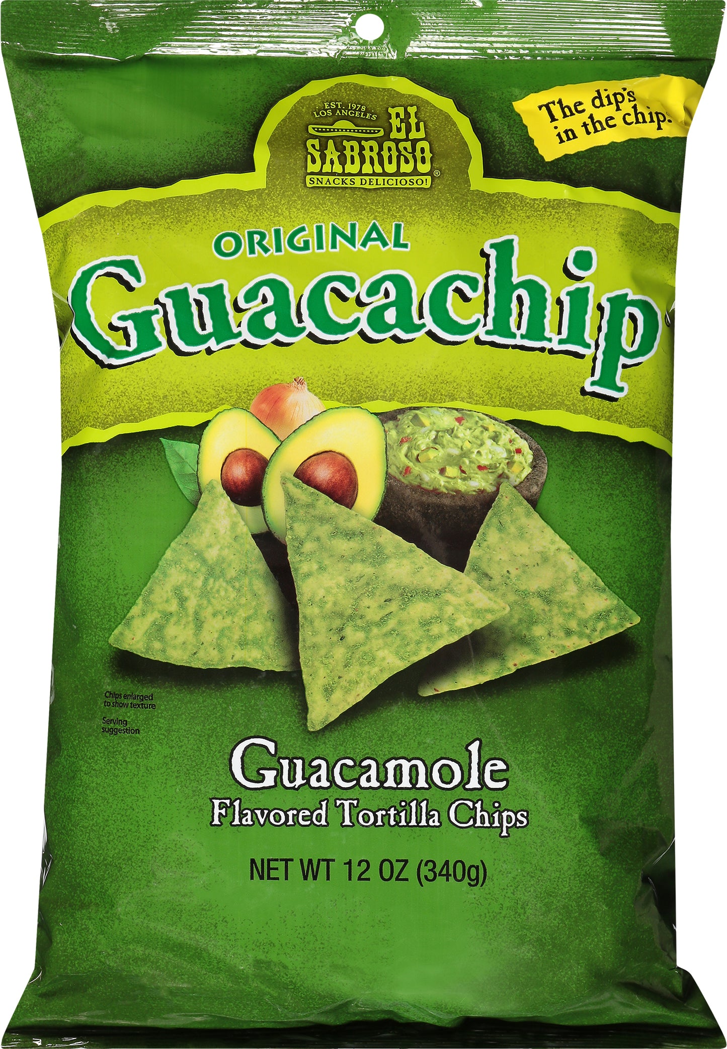 El Sabroso Guacachip Guacamole Flavored Tortilla Chips 12 oz