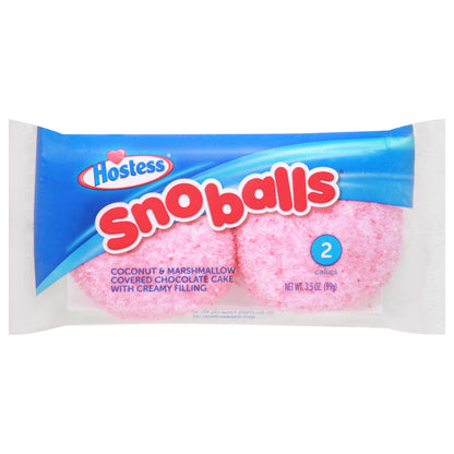 Hostess Snoballs Chocolate Cake with Creamy Filling Coconut & Marshmallow Covered 2 Cakes 2 ea