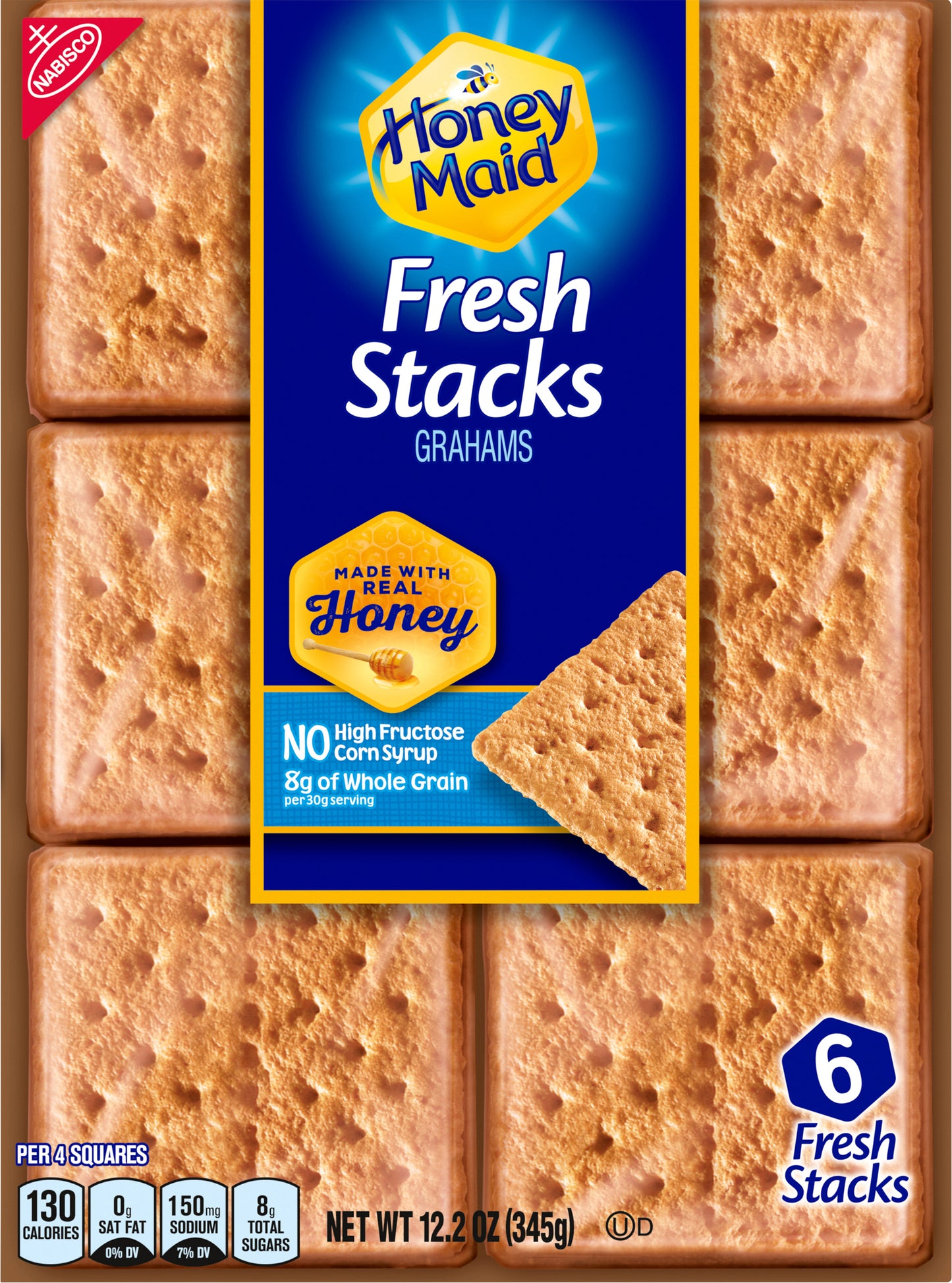HONEY MAID CARTON - HMAID - FRESH STACKS - 12.2Z - 044000026820 Hubble Grahams 12.2oz English