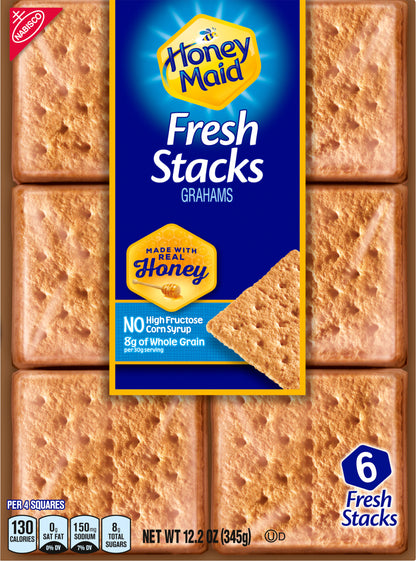 HONEY MAID CARTON - HMAID - FRESH STACKS - 12.2Z - 044000026820 Hubble Grahams 12.2oz English