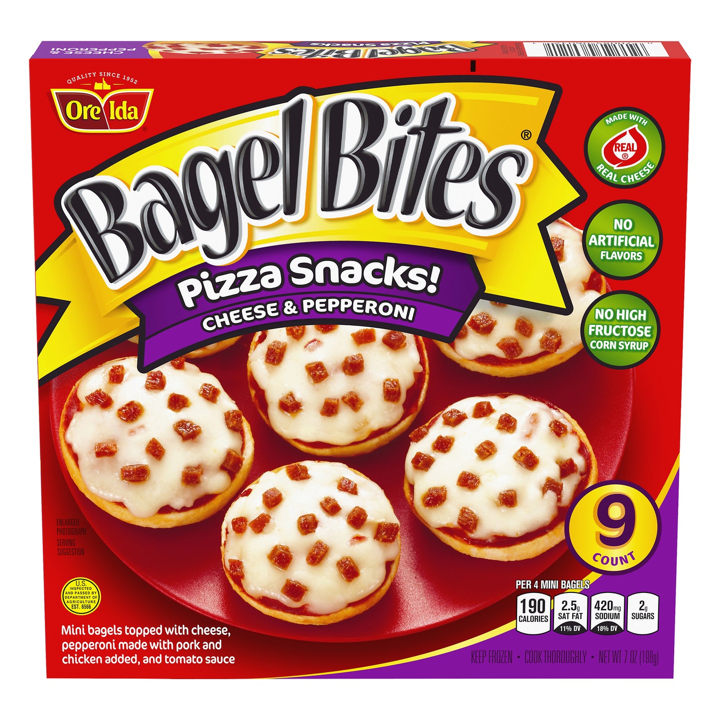 Bagel Bites Cheese & Pepperoni Mini Pizza Bagel Frozen Snacks, 9 ct Box