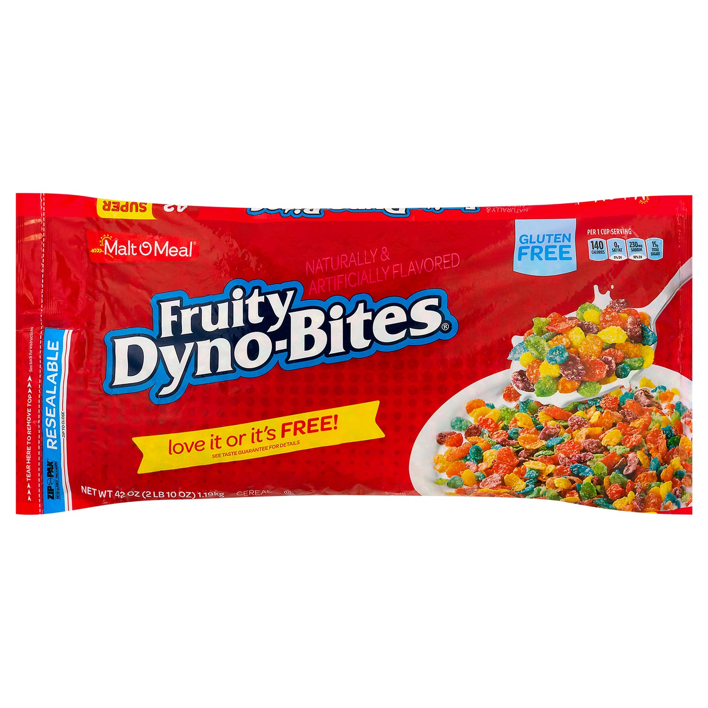 Malt O Meal Super Size Gluten Free Fruity Dyno-Bites Cereal 42 oz