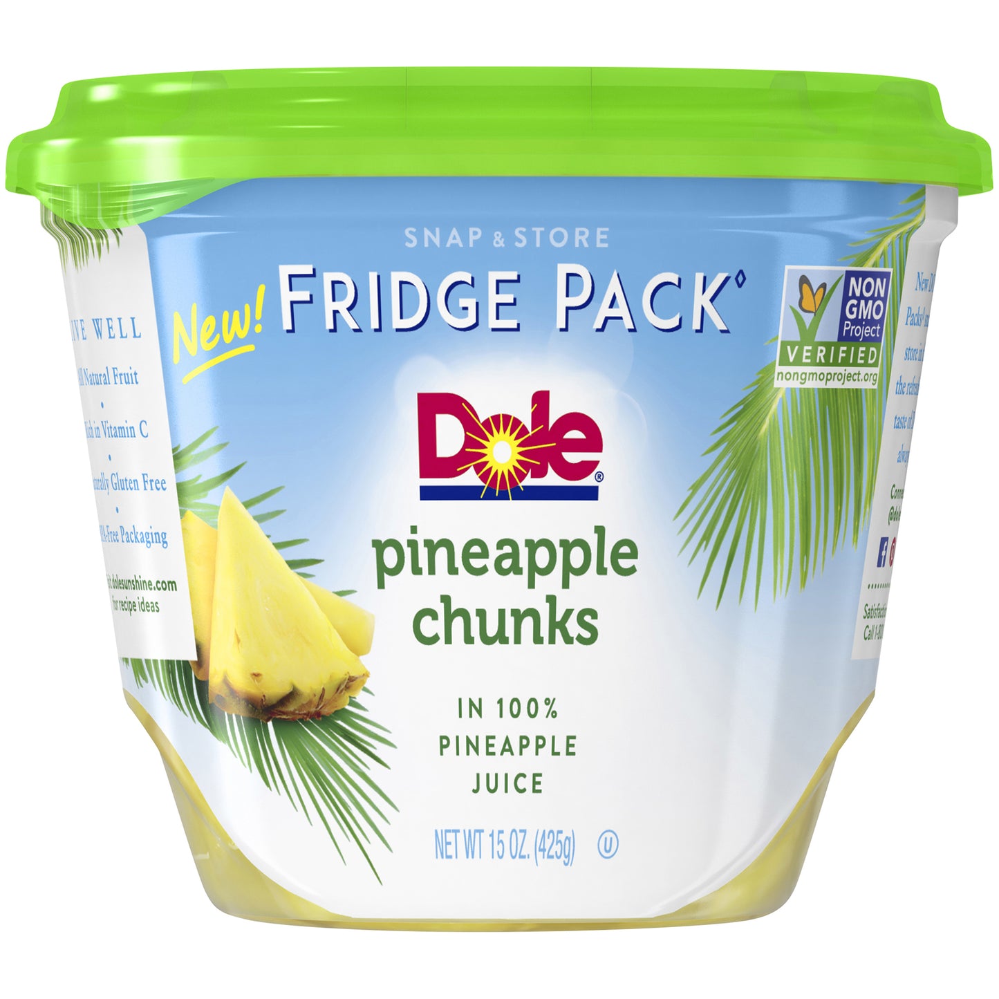 Dole® Fridge Pack Pineapple Chunks in 100% Pineapple Juice 15 oz. Tub