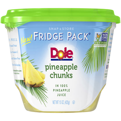 Dole® Fridge Pack Pineapple Chunks in 100% Pineapple Juice 15 oz. Tub
