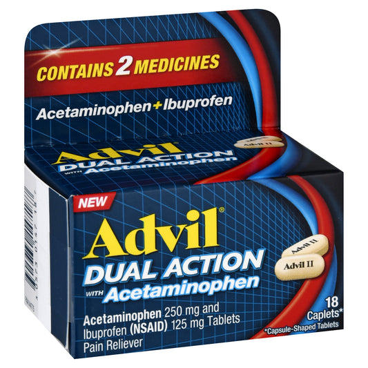 Advil Caplets Dual Action Acetaminophen 18 ea