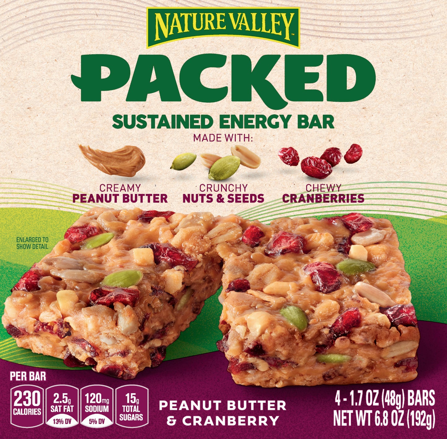 Nature Valley Peanut Butter & Cranberry Sustained Energy Bar 4 4 1.7 oz 4 ea Box
