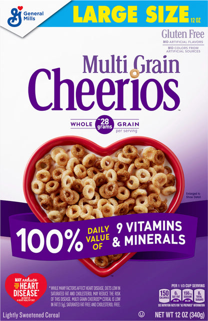Multi Grain Cheerios, Breakfast Cereal, Gluten Free, Whole Grain Oats, 12 oz