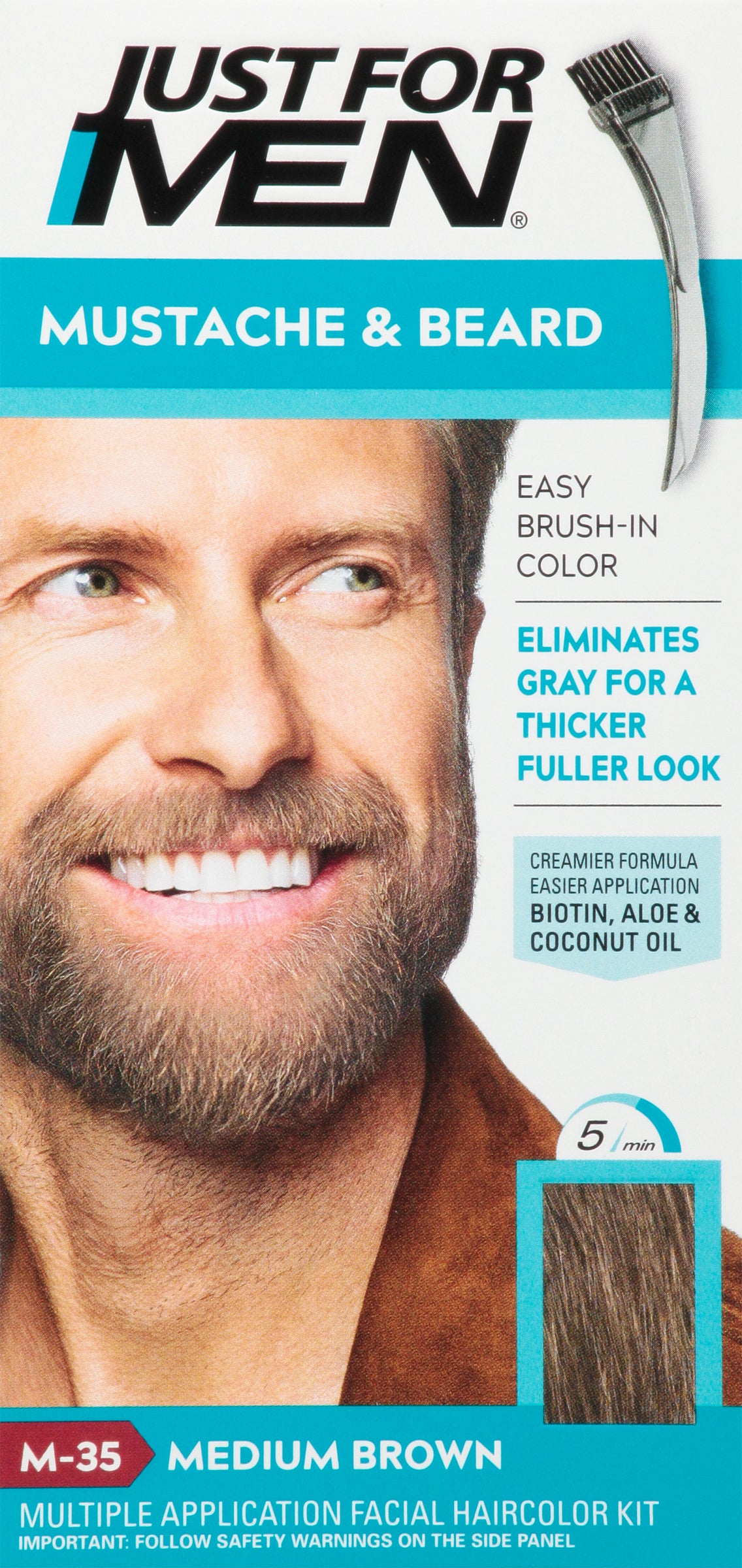 Just For Men Medium Brown M-35 Mustache & Beard Easy Brush-In Color 1 ea