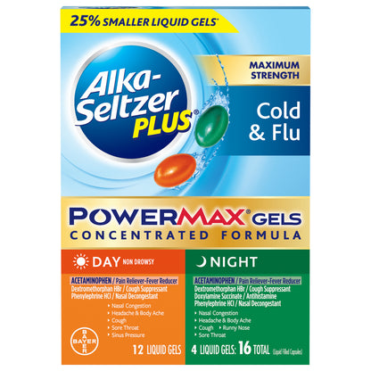 Alka-Seltzer Plus Liquid Gels Day/Night Maximum Strength Cold & Flu 16 ea Box