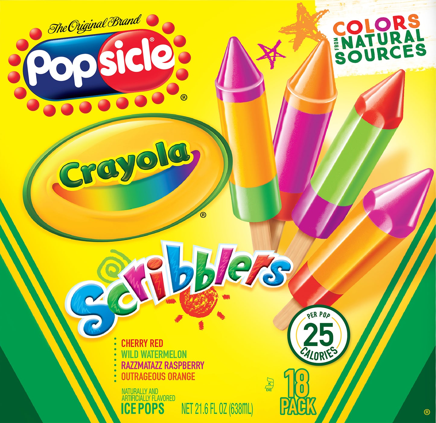 Popsicle Crayola 18 Pack Scribblers Ice Pops 18 ea