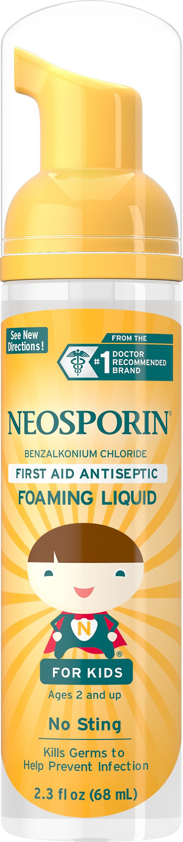 Neosporin Foaming Liquid for Kids First Aid Antiseptic 2.3 oz