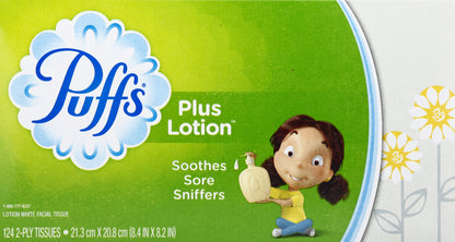 Puffs Plus Lotion 2-Ply Lotion White Facial Tissues 124 ea