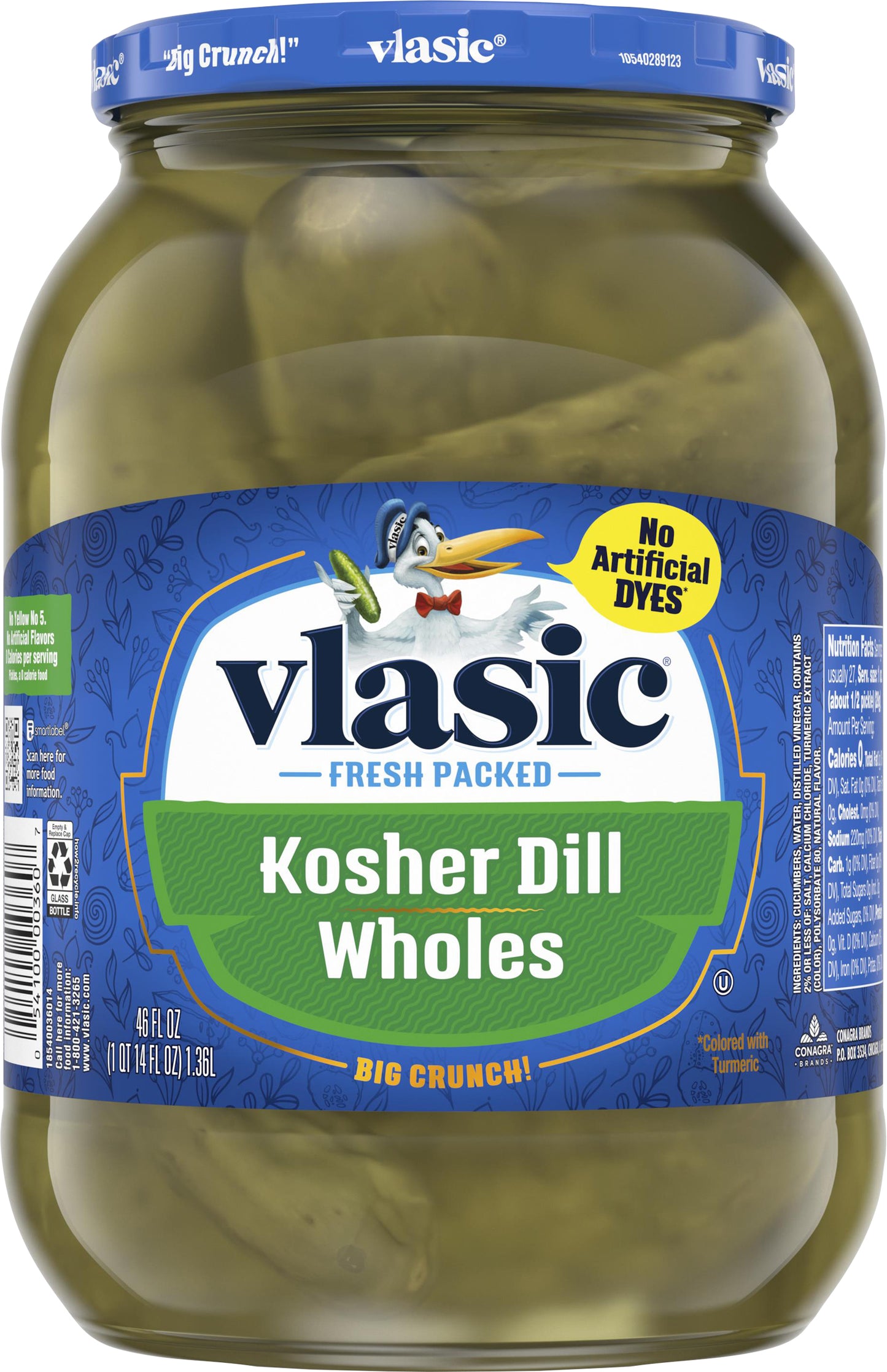 Vlasic Kosher Dill Wholes Pickles 46 fl oz