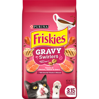 Purina Friskies Dry Cat Food, Gravy Swirlers - 3.15 lb. Bag