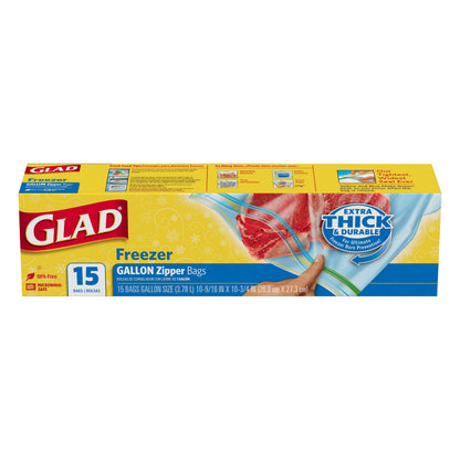 Glad Gallon Freezer Zipper Bags 15 ea