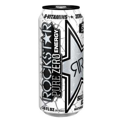 Rockstar Pure Zero Silver Iced Energy Drink 16 oz