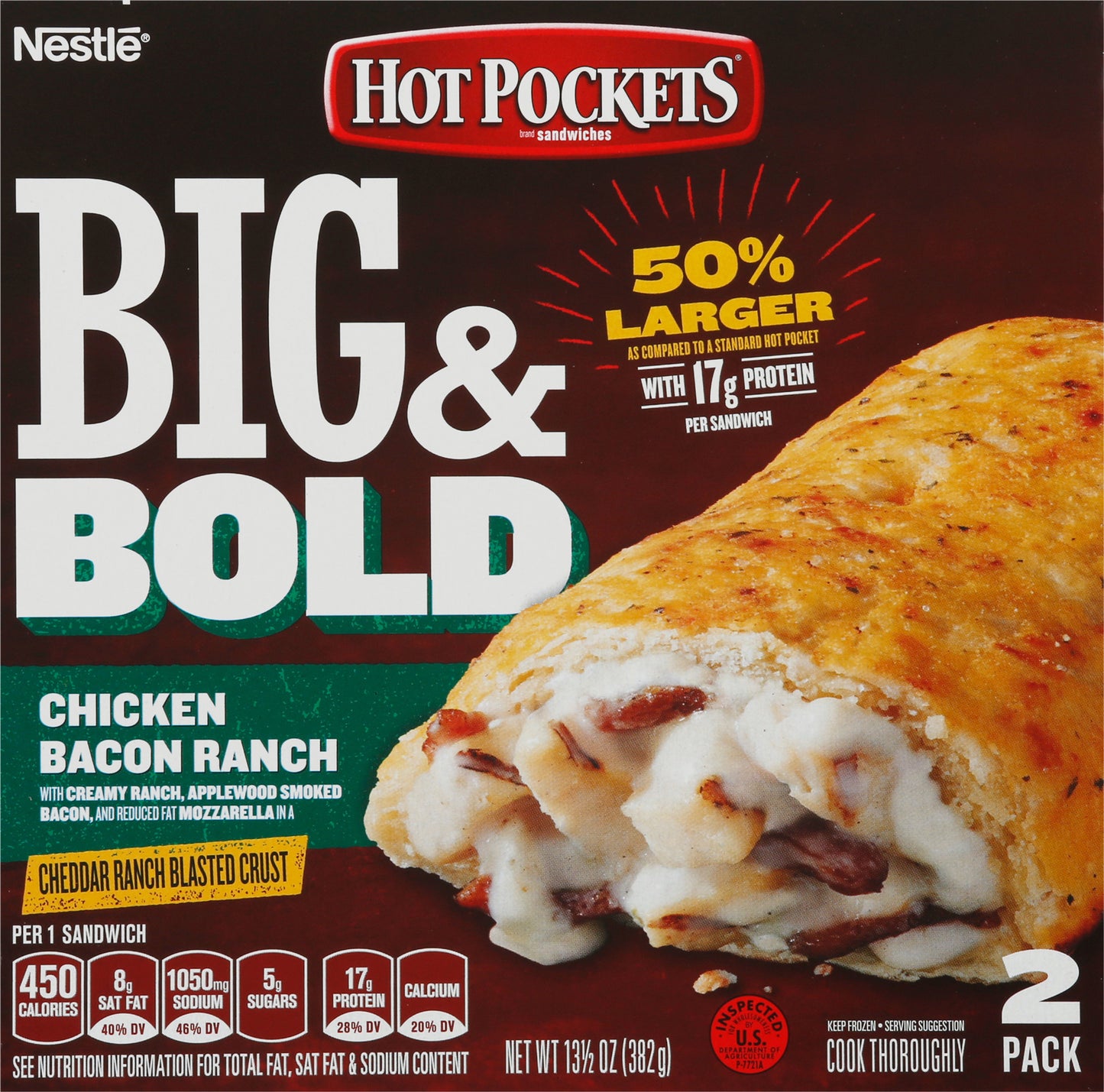 Hot Pockets Big & Bold 2 Pack Chicken Bacon Ranch Sandwiches 2 ea