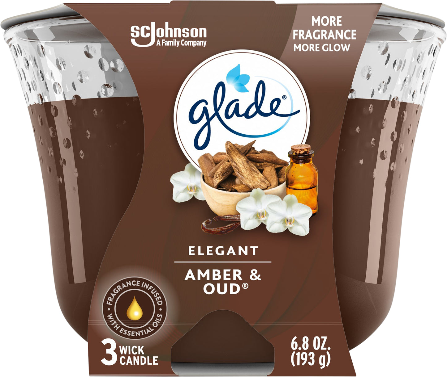 Glade 3 Wick Elegant Amber & Oud Candle 1 ea