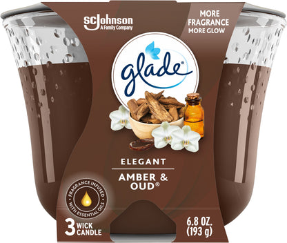 Glade 3 Wick Elegant Amber & Oud Candle 1 ea