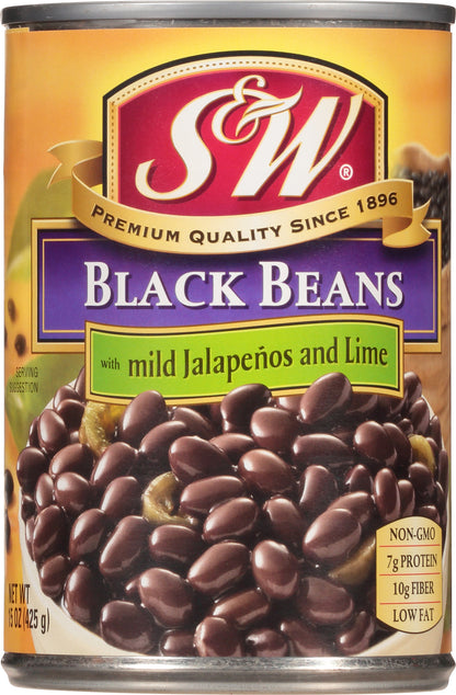 S&W with Mild Jalapenos and Lime Black Beans 15 oz