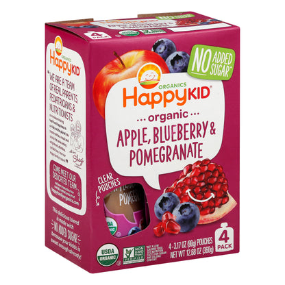 Happy Kid 4 Pack Organic Apple, Blueberry & Pomegranate Apple, Blueberry & Pomegranate 4 ea
