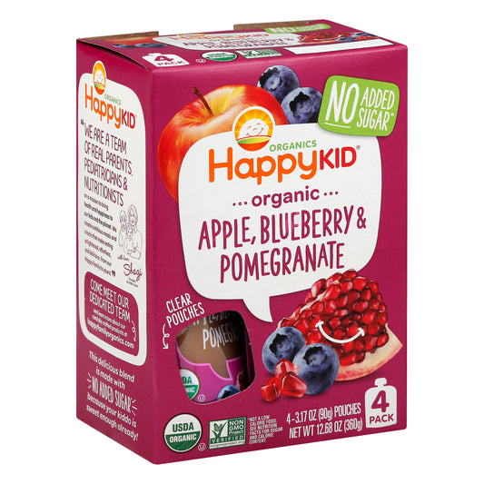 Happy Kid 4 Pack Organic Apple, Blueberry & Pomegranate Apple, Blueberry & Pomegranate 4 ea