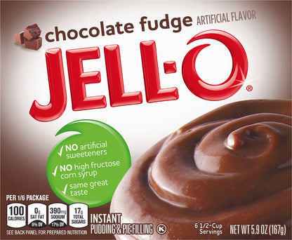 Jell-O Chocolate Fudge Instant Pudding Mix, 5.9 oz Box