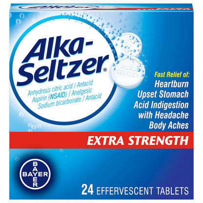 Alka-Seltzer Extra Strength Antacid/Analgesic Effervescent Tablets 24 ea Box
