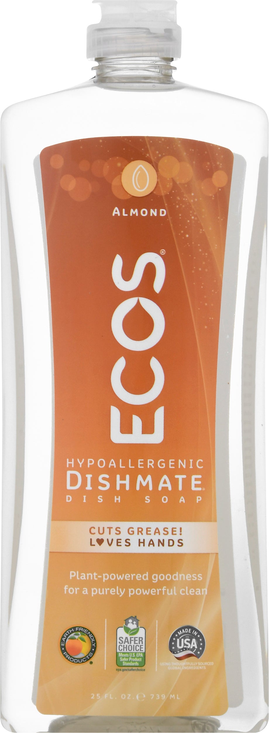 ECOS Dishmate Hypoallergenic Almond Dish Soap 25 oz
