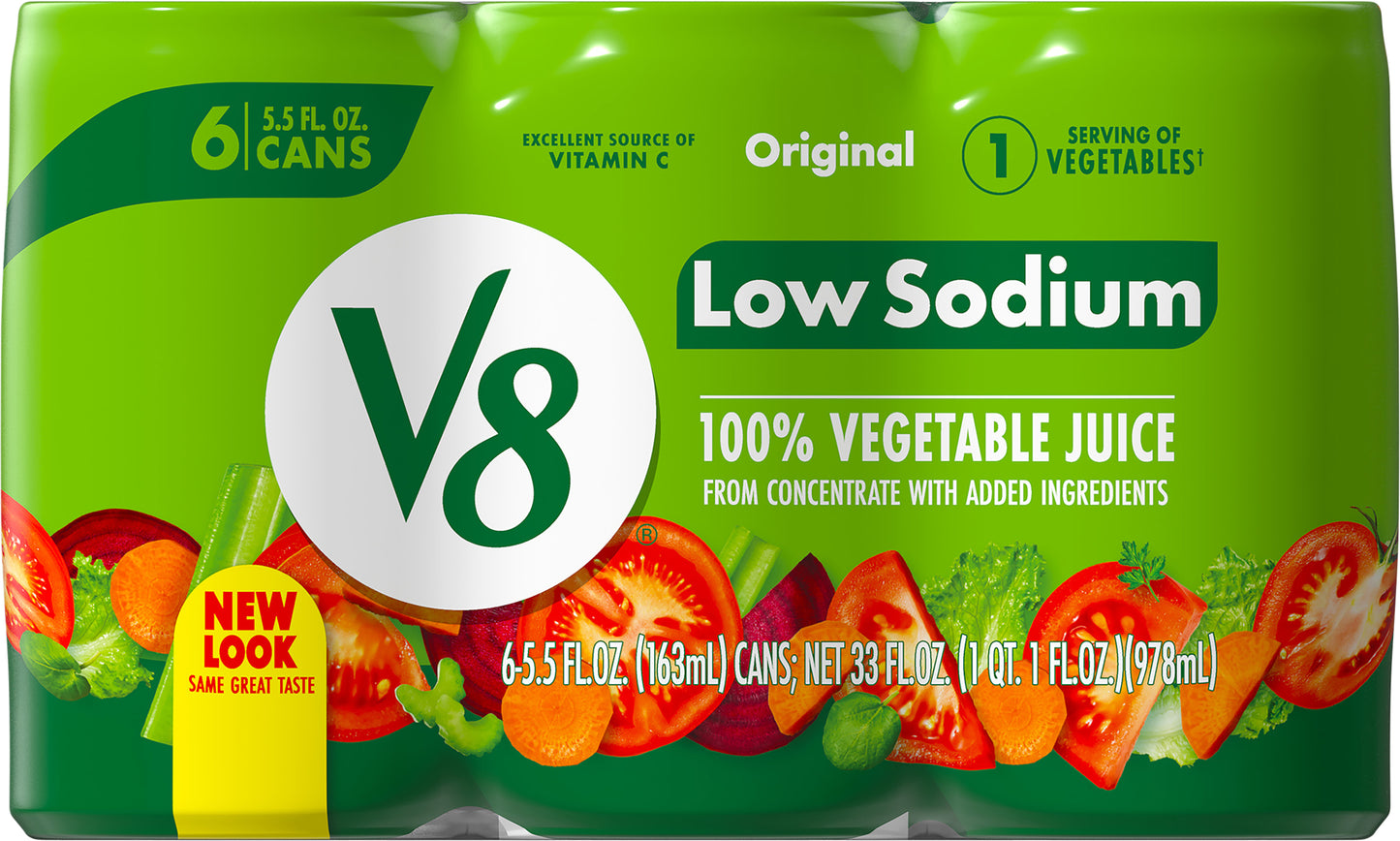V8 Low Sodium Original 100% Vegetable Juice 6 - 5.5 fl oz Can