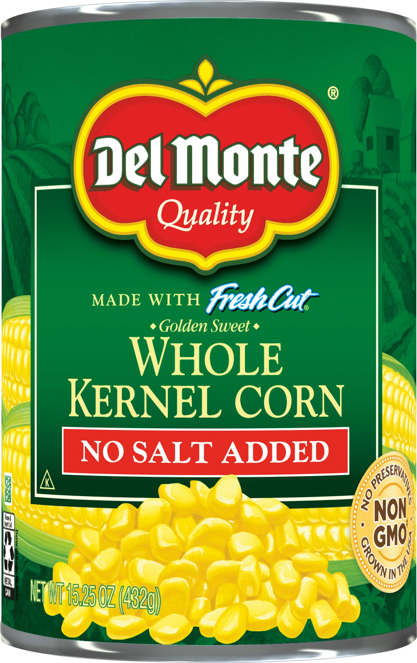 Del Monte Fresh Cut No Salt Added Whole Kernel Golden Sweet Corn 15.25 oz