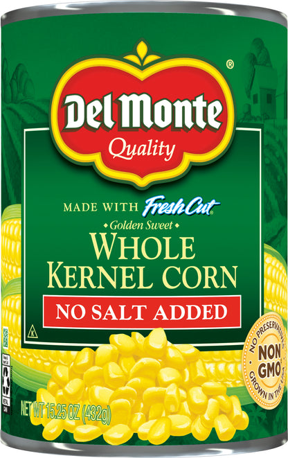 Del Monte Fresh Cut No Salt Added Whole Kernel Golden Sweet Corn 15.25 oz