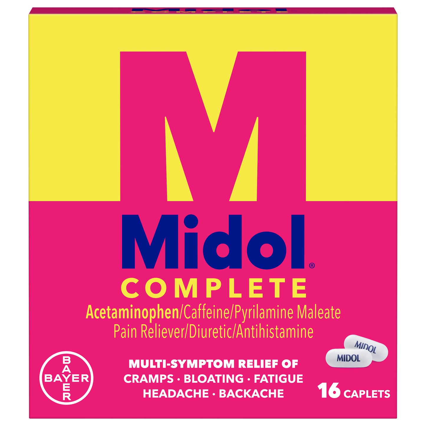 Midol Complete Caplets Pain Reliever/Diuretic/Antihistamine 16 ea Box