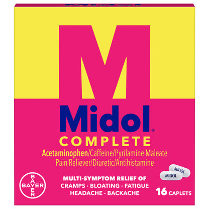 Midol Complete Caplets Pain Reliever/Diuretic/Antihistamine 16 ea Box