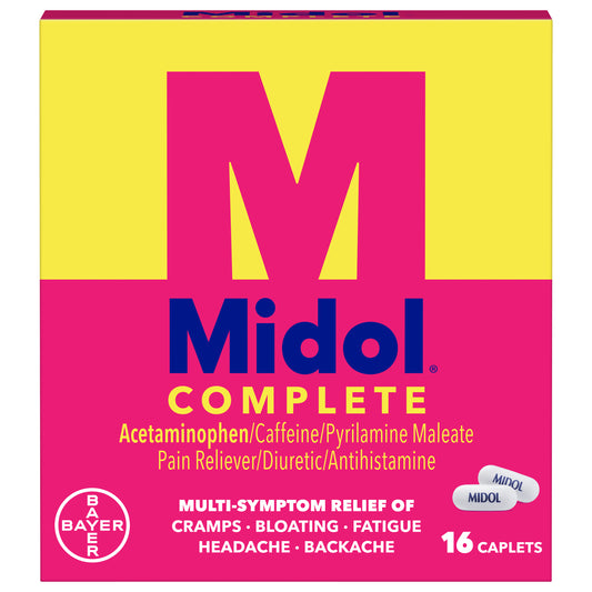 Midol Complete Caplets Pain Reliever/Diuretic/Antihistamine 16 ea Box