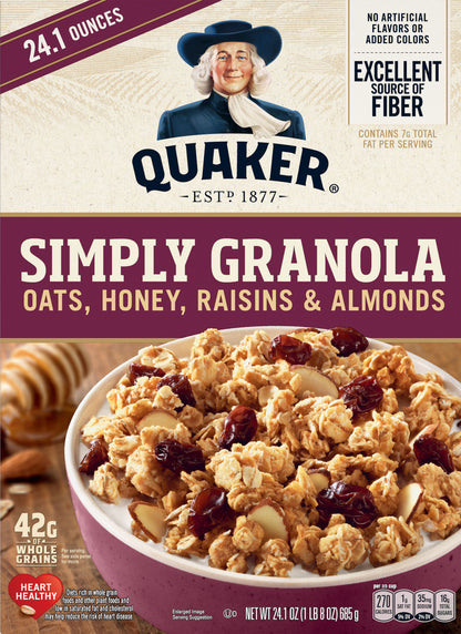 Quaker Simply Granola Oats Honey Raisins & Almonds 24.1 Oz