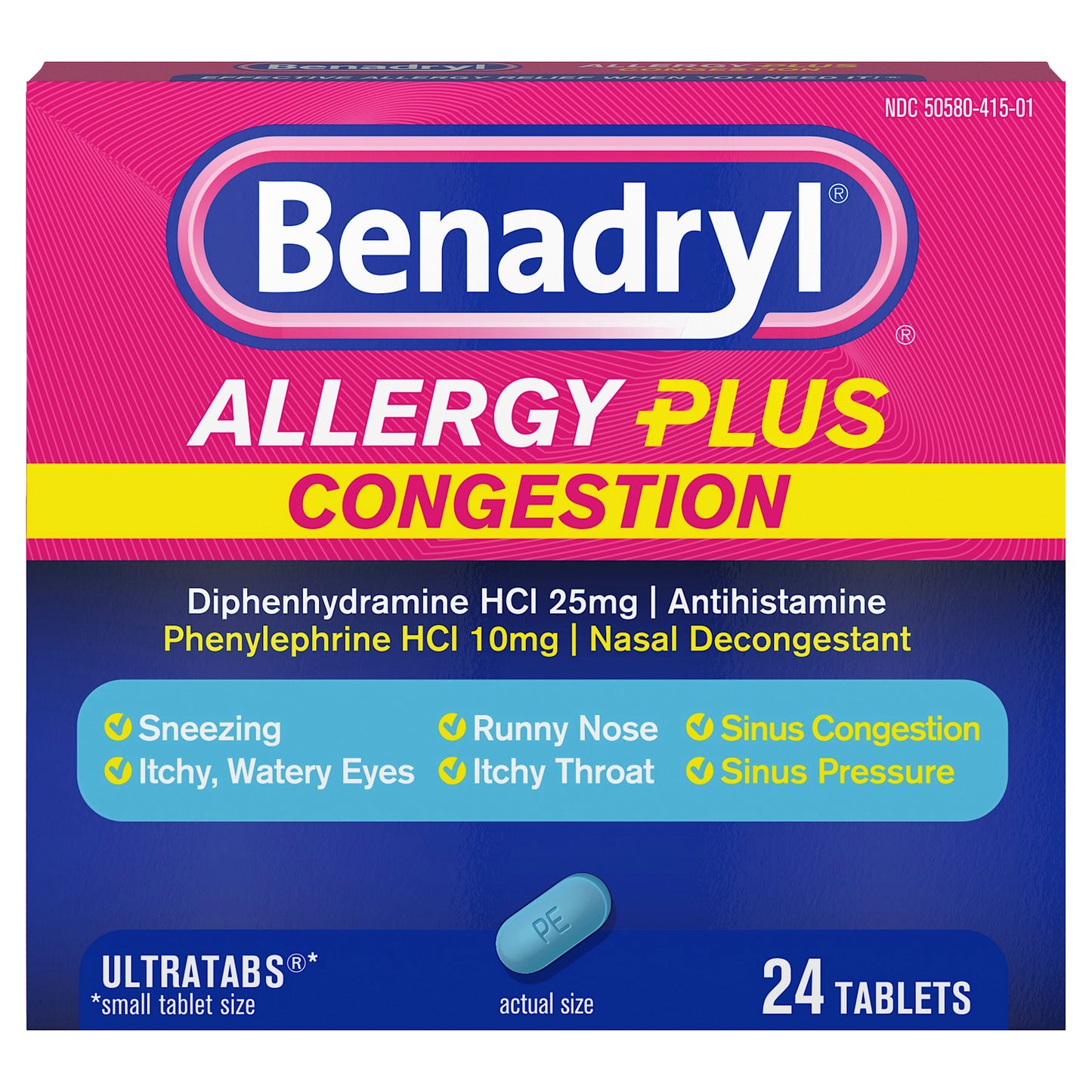 Benadryl Tablets Allergy Plus Congestion 24 ea