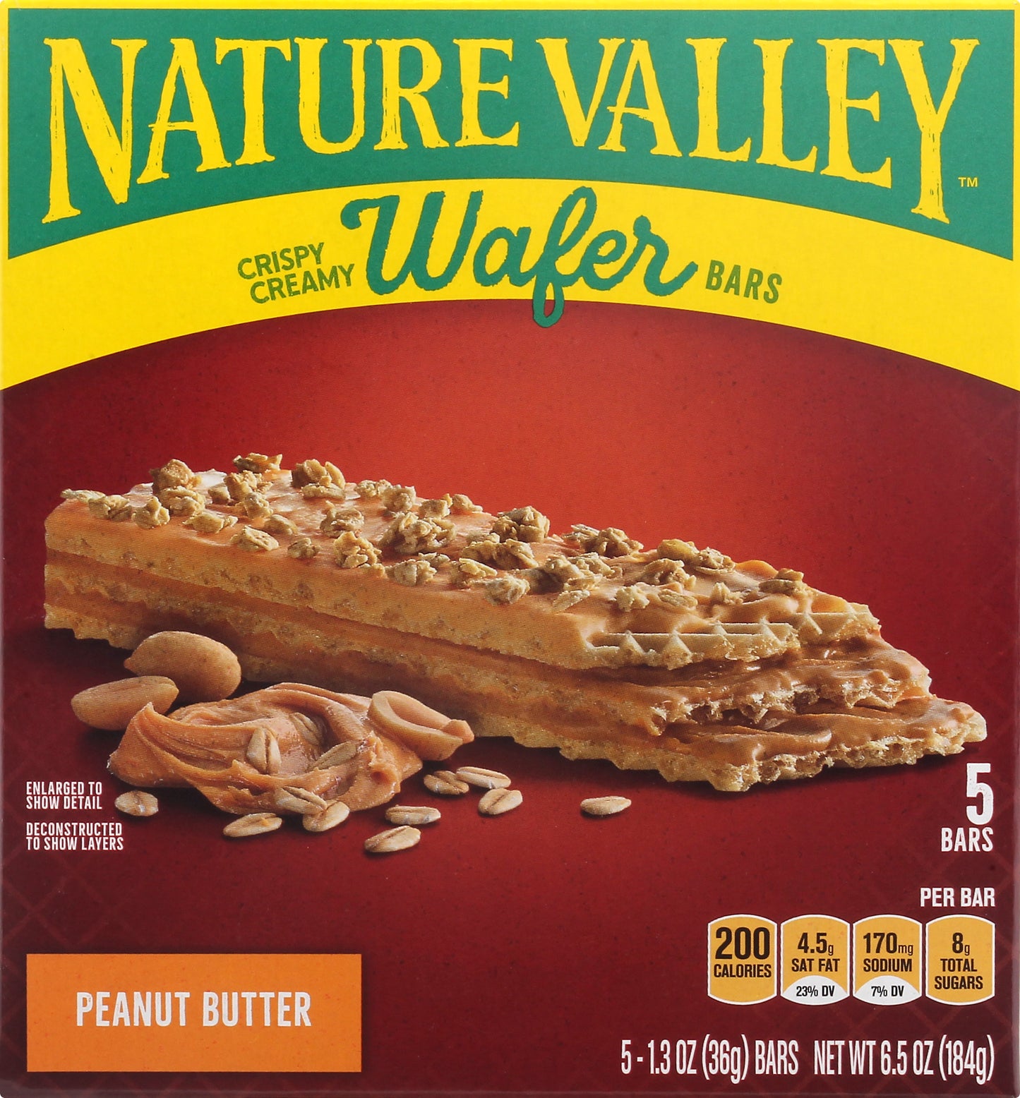 Nature Valley Peanut Butter Wafer Bars 5 - 1.3 oz Bars