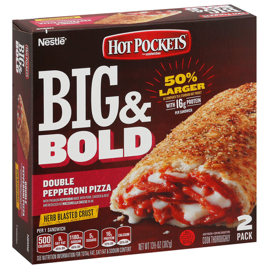 Hot Pockets Big & Bold 2 Pack Double Pepperoni Pizza 13.5 oz
