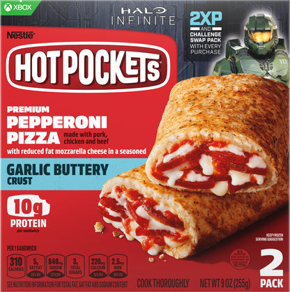 Hot Pockets Pepperoni Pizza Garlic Buttery Crust Halo Promo 2 pack 9 oz