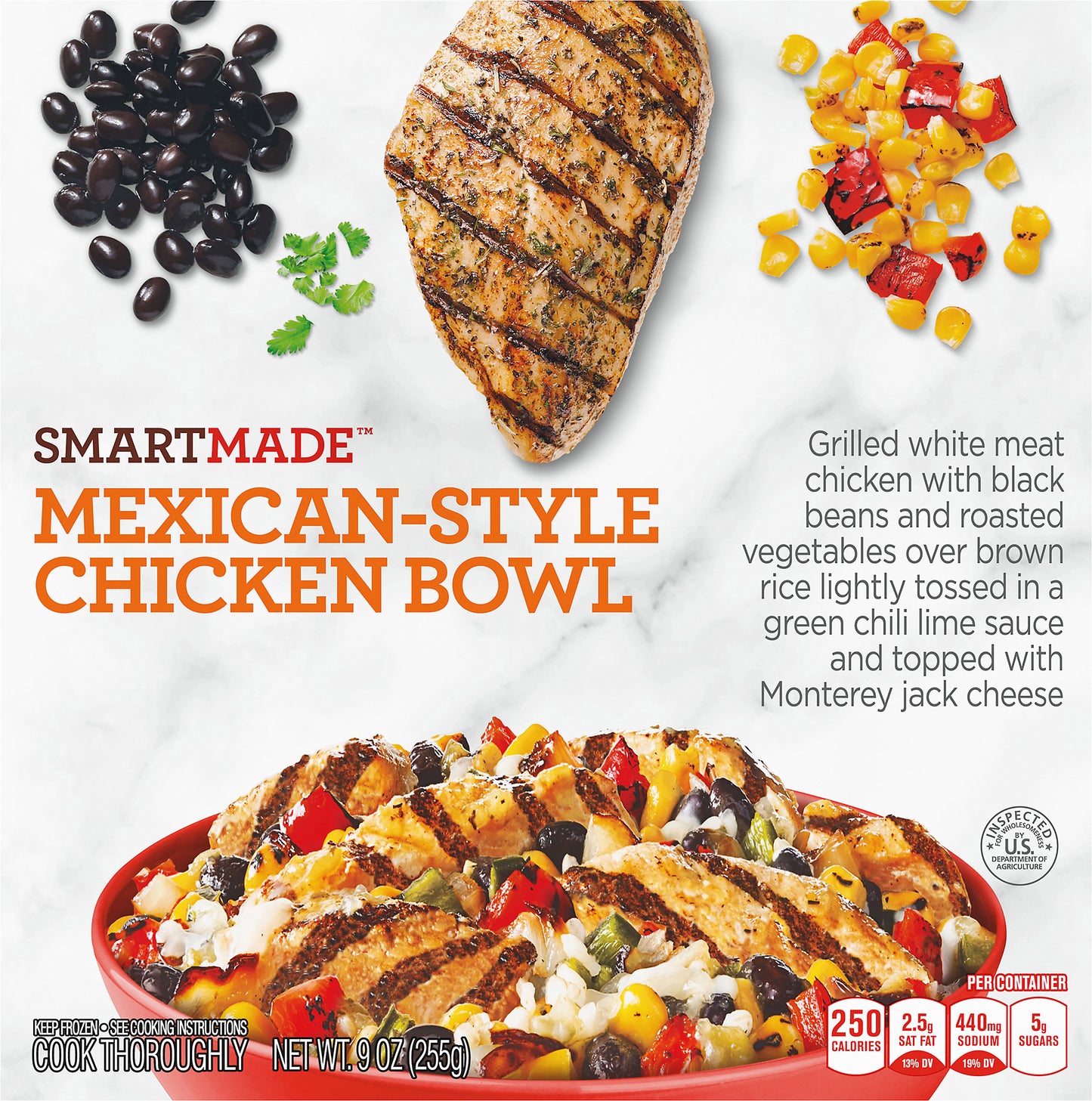 SmartMade Mexican-Style Chicken Bowl, Frozen Meal, 9 oz Box
