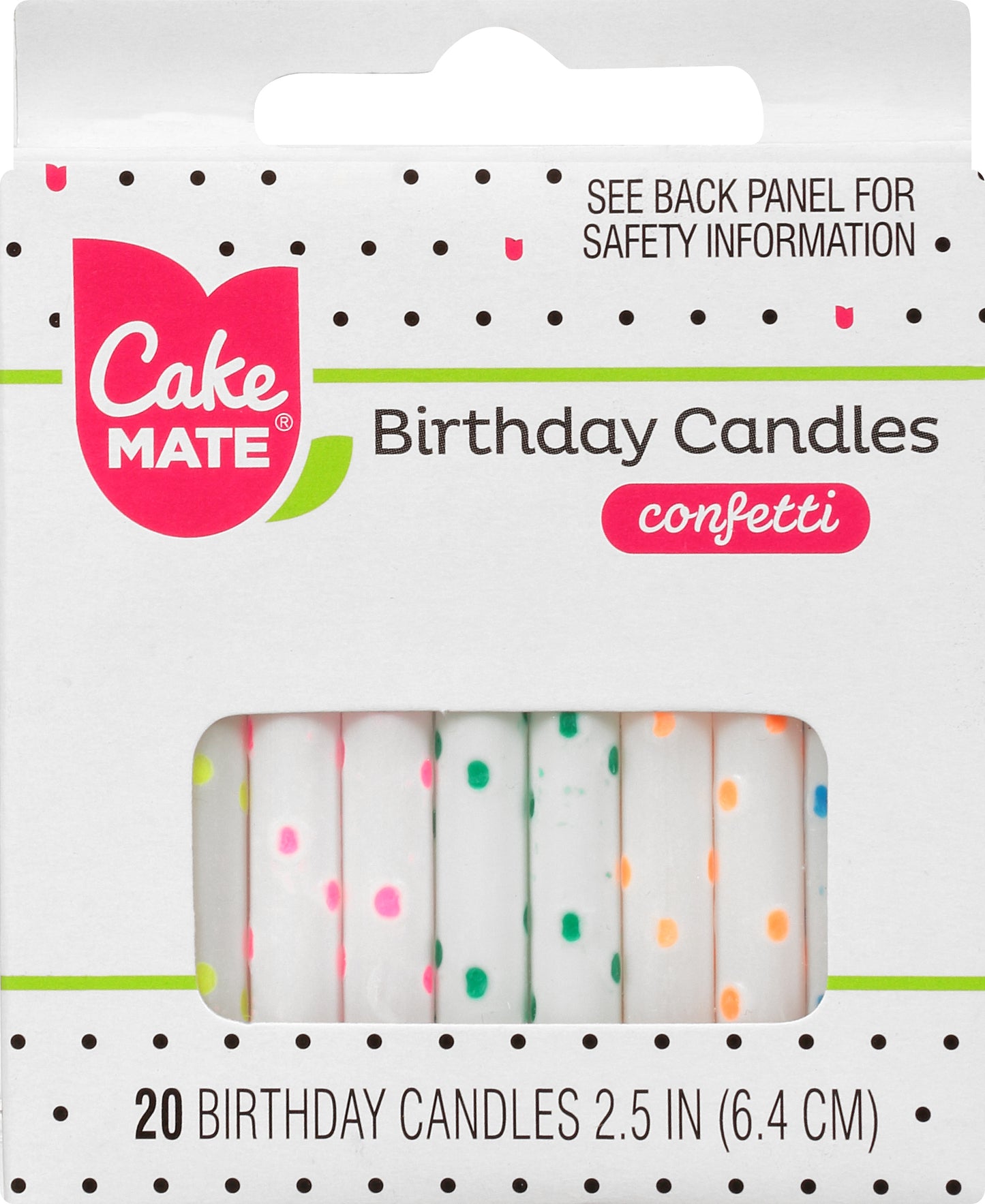 Cake Mate 2.5 Inch Confetti Birthday Candles 20 ea