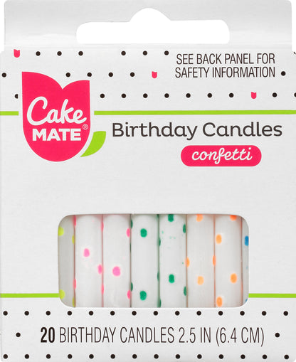 Cake Mate 2.5 Inch Confetti Birthday Candles 20 ea